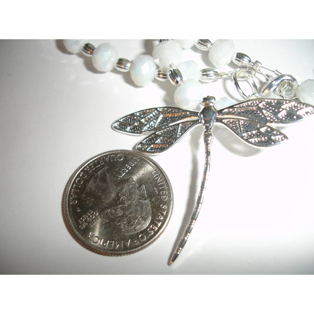 Dragonfly Necklace Silver, Czech Glass - Picture 10 of 10